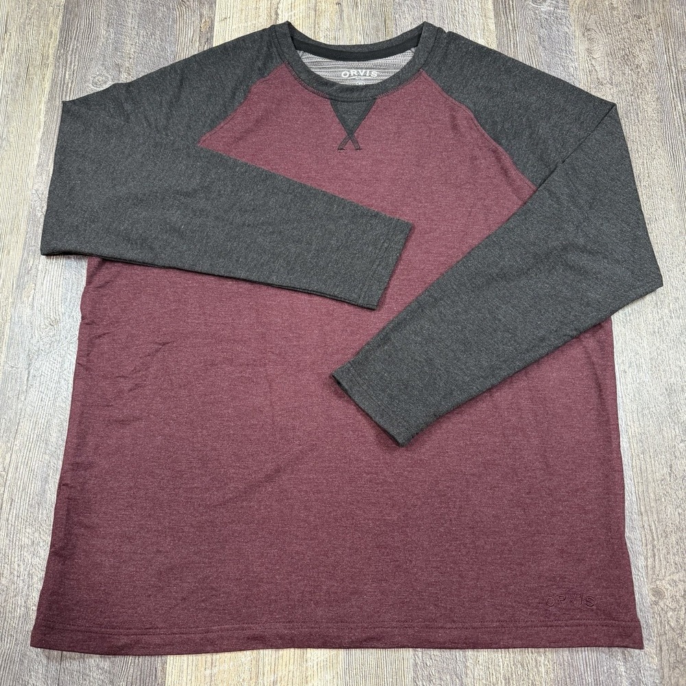Orvis Classic Collection Raglan Long Sleeve Shirt Lightweight XL Burgundy Soft
